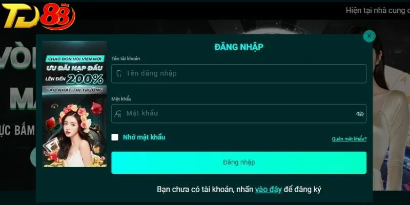 Biểu mẫu đăng nhập TD88